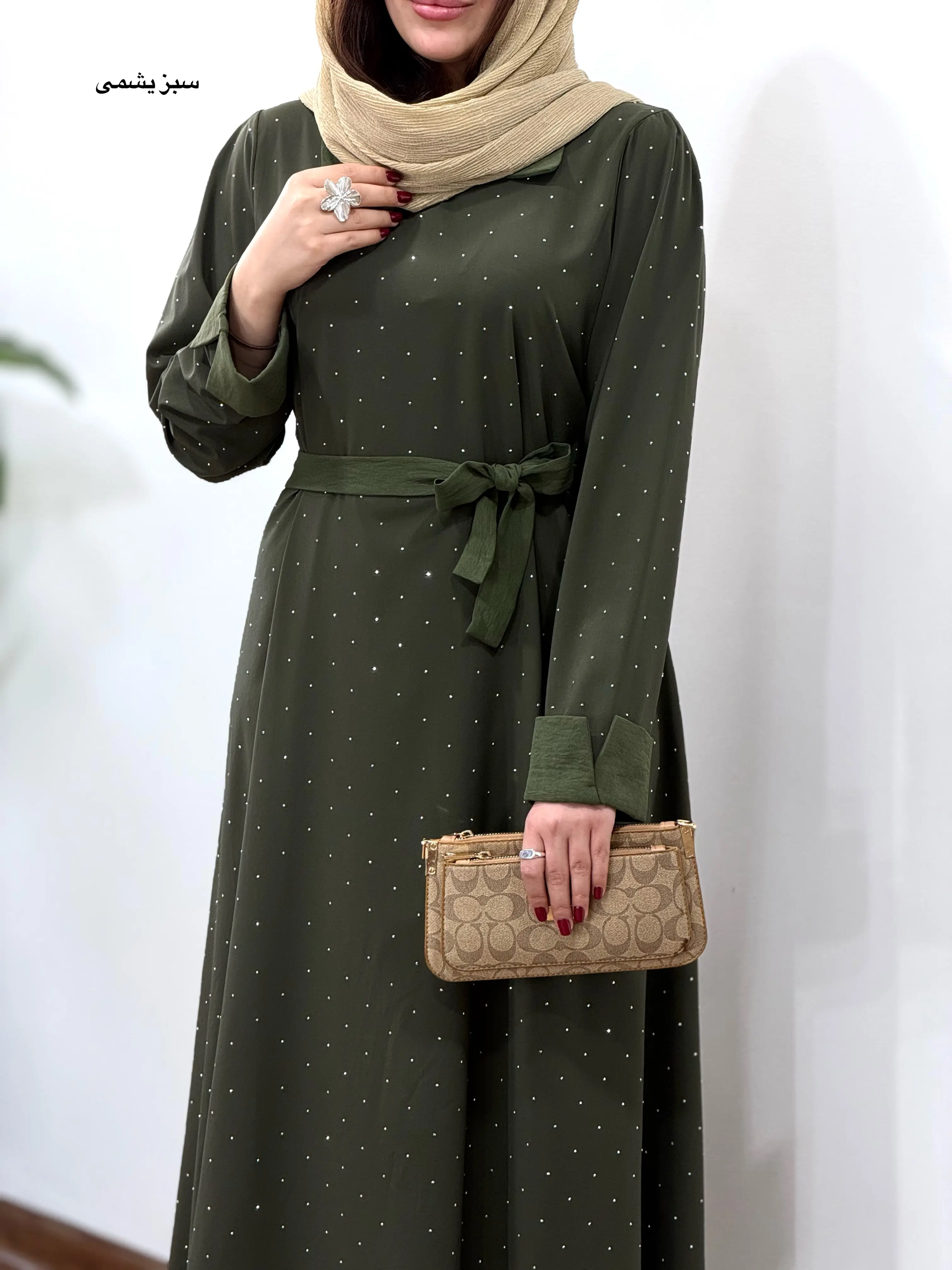 پیراهن مانتویی بلند نگین